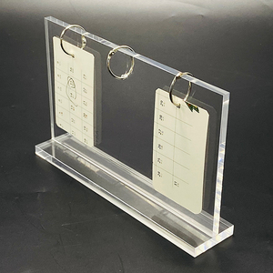 Portamenús Acrílico con Anillas, Soporte <span class=keywords><strong>de</strong></span> Exhibición Transparente para Mesa, para Menús <span class=keywords><strong>de</strong></span> Comida y <span class=keywords><strong>Bebidas</strong></span> en Restaurantes, Cafés y Bares - Product Image 1