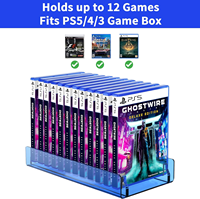 Support d'affichage de carte de jeu vidéo en acrylique bleu translucide sur mesure pour organisateur de stockage PS5 PS4 PS3