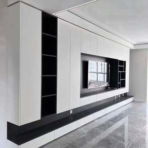 Meuble TV en bois de style minimaliste moderne avec supports TV Centre de divertissement mural Supports TV Meubles de salon - Product Image 5