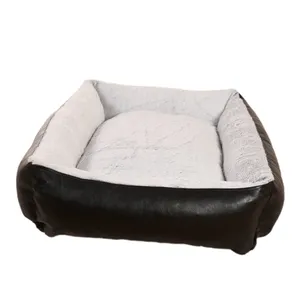 HRP tempat tidur anjing desainer hewan peliharaan, Sofa anjing Anti bau tahan air untuk anjing kecil dan sedang, kucing, kulit PU persegi panjang tempat tidur hewan peliharaan