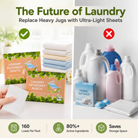 Feuilles de lessive personnalisées KELEE en vrac avec logo, 160 lavages, écologiques, biodégradables, à base de plantes