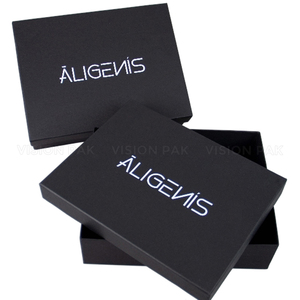 Confezione regalo con logo personalizzato e nero di lusso, piccolo cartone pieghevole, pacchetto di scatola nera - Product Image 3