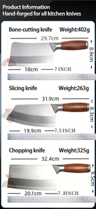 Juego de tres piezas de cuchillos afilados para rebanar, picar y cortar carne, de acero inoxidable forjado de alta calidad, OEM/ODM DIY - Product Image 4