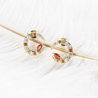 CM bijoux fantaisie femmes cadeau pendientes elegante couleur zircon 14k plaqué or symétrique oreilles de lapin lune boucles d'oreilles