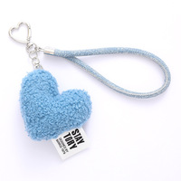 Nouveau porte-clés cœur en peluche automne-hiver pour femme, breloque de sac en fourrure, sangle de coque de téléphone, accessoire esthétique, vente en gros
