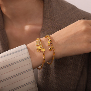 Bracelets à breloques tendance en alliage de zinc avec pendentif clochette perlé, bijoux unisexe, cadeau, design irrégulier, accessoire DIY - Product Image 4