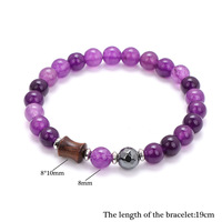 Bestone Meilleures ventes en gros Collier de perles de pierre personnalisé de 8 mm, Perles de bois de gallstone noir, Bracelet de perles d'améthyste pour couple