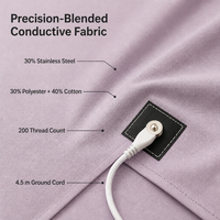 Drap de lit conducteur certifié qualité, pour mise à la terre, en acier inoxydable, antibactérien, antistatique, plat, 216x216cm