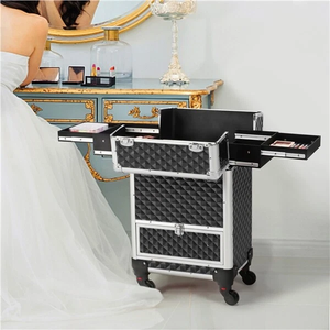 Maleta de Maquillaje <span class=keywords><strong>con</strong></span> Ruedas de Aluminio, Carrito Cosmético, Caja de Almacenamiento Grande - Product Image 3
