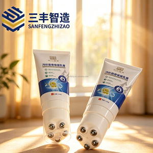 Tubo exprimible de LDPE impreso personalizado con tapa de masaje de 5 bolas metálicas para el envasado de gel y crema para el cuidado corporal. - Product Image 1