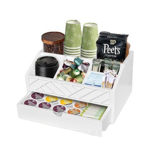 Boîte de rangement pour dosettes de café, en bois, grande capacité, organisateur de cuisine, tiroir pour sachets de thé, capsules de café et fournitures - Product Image 2