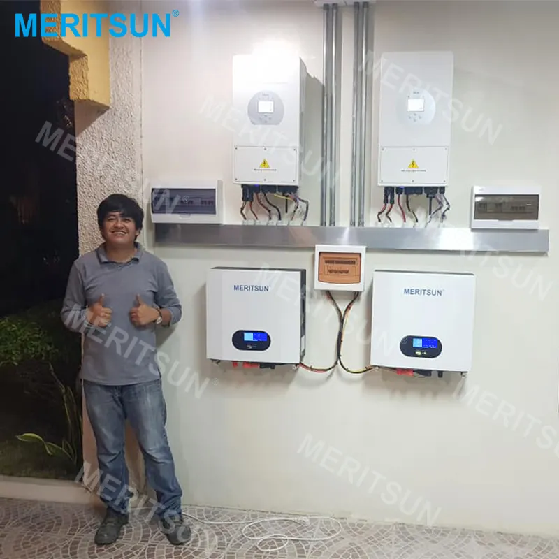 MeritSun hibrid 5kw-10kwh güç enerji duvar pil ev güneş enerjisi depolama LiFePO4 pil