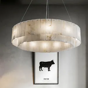 Nordic Modern Luxury Ring Marble Flakes Lamp Interior Decoration Dining Living Room Ceiling Alabaster Chandeliers