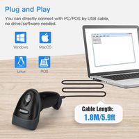 Lector de Códigos de Barras de Matriz de Datos Portátil de Alta Calidad Eyoyo, Escáner de Códigos QR Automático con Cable USB 2D para Supermercados y Almacenes