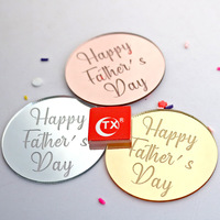 Großhandel Happy Vatertag Laser markierung Glänzende Farbe Spiegel Acryl scheibe Dessert Kuchen Dekoration Zubehör Zubehör