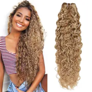 Greatest Selling Of Curly Blonde Remy Double Weft 100% Cuticle Aligned Raw Human Hair Bundles Natural Weaving Hair Extensions