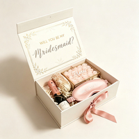 Boîte cadeau magnétique écologique personnalisée pour demoiselles d'honneur, ruban en satin, matériaux recyclés, couvercle imprimé, papier rigide de luxe pour mariage