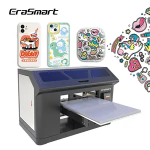 Erasmart 3545 Desktop Cup Cylinder Flat Bed Card Acrylic Bottle Phone Case Printing Inkjet Led Price Flatbed Uv Printer