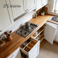 KUAVEE Cuisine moderne sur mesure avec plan de travail en granit et marbre, contreplaqué en bois massif, robinet en verre, îlot de cuisine pour hôtel et appartement