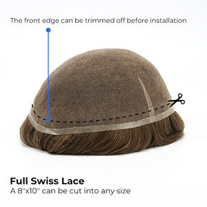 شعر مستعار للرجال بقاعدة أمامية من الدانتيل الفرنسي، نظام استبدال الشعر متوفر بالكامل، شعر ريمي هندي عالي الجودة معالج بالأكسجين - Product Image 3