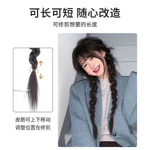 วิกผมเปียบิดเกลียวแบบไม่สม่ำเสมอ หางม้า ทำจากเส้นใยทนความร้อนสูง ทำด้วยมือ สำหรับคุณผู้หญิงทุกสีผิว ทุกรูปหน้า - Product Image 4