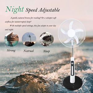 16-Inch Solar Stand Fan With LED Light, <b>Brushed</b> Motor, Digital Speed Control & Dual <b>Power</b> KL-T300A Rechargeable Standing Fan - Product Image 3