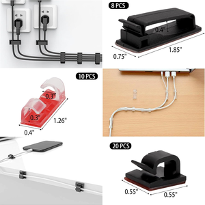 604 pcs Cáp quản lý Kit 4 dây tổ chức tay áo 7 Cáp chủ 38 dính dây clip, 40 pcs + 5 cuộn cáp tổ chức dây đai - Product Image 5