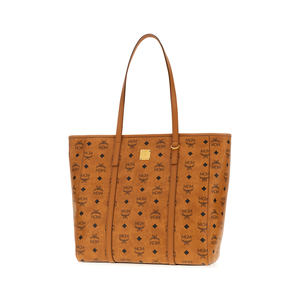 Sac à main réalisé en cuir synthétique galet enduit avec inserts en cuir nappa caractérisé par une impression Visetos sur l'ensemble du surf - Product Image 1