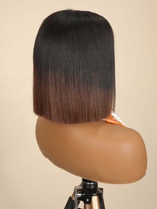 Perruque Lace HD 5x5 en cheveux vietnamiens bruts, coupe bob lisse, densité 250%, double tirage, Ombré Marron, 8-14 pouces, conviviale pour les débutants - Product Image 4