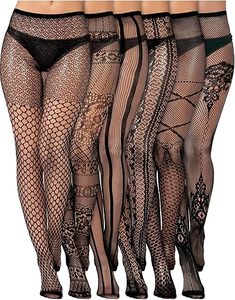 Collants <span class=keywords><strong>fantaisie</strong></span> ajourés à rayures effet filet de pêche / Collants résille motif toile d'araignée, tête de mort, léopard pour femme, idéal pour Halloween et les soirées costumées - Product Image 5
