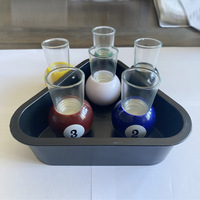 Jeu à boire en verre de 6 tasses avec 6 tables à boules et billard en verre pour les fêtes et la cuisine Accessoires de bar