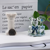 Figurine d'ours en cristal avec base miroir en verre, cadeaux de fête prénatale, révélation du sexe, cadeaux de remerciement pour les invités