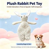 Jouet pour animaux de compagnie en peluche texturée en forme de lapin avec couineur et papier froissé, jouet à mâcher interactif doux pour chiens et chats, soulagement de l'ennui