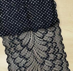 Width 18 cm Black White Silver Metallic <strong>Sequins</strong> Nylon Spandex Elastic <strong>Bra</strong> Lace Trim for Garment Accessories Decoration Wide Lace - Product Image 5