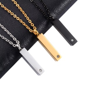 Rectangular Stainless Steel <b>Urn</b> Pendant Necklace for <b>Pet</b> <b>Ashes</b> Chain Charms Funeral Cremation Keepsake Metal Jewelry Accessories - Product Image 1