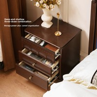Table de chevet sculptée de style rétro américain, avec relief en arche tridimensionnel, pour chambre à coucher, luxe léger, sensation haut de gamme