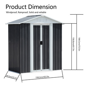Caseta de almacenamiento exterior de metal de 8x6 pies con puertas dobles para guardar herramientas de jardín - Product Image 4