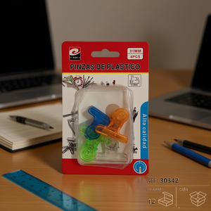 Pinzas De Plastico 31Mm 4Pcs Alta Calidad Para Oficina Y Escuela - Product Image 3