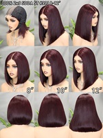 FH Peluca de Cabello Vietnamita Virgen al por Mayor, Peluca Bob con Frente de Encaje 2x6 Completa sin Pegamento # Peluca de Cabello Humano Barata 99j