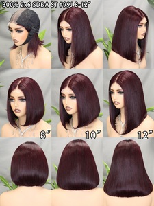 FH Wholesale Raw Vietnamese Hair Bob Lace Front <b>Wig</b> Glueless Full 2x6 Lace Front <b>Wig</b> #99j <b>Cheap</b> Human Hair <b>Wig</b> - Product Image 4