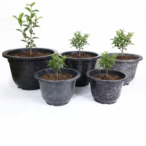 Pots de fleurs décoratifs modernes en plastique PP de qualité supérieure, bacs à plantes noirs étoilés pour jardinage intérieur et extérieur, fournisseur en gros - Product Image 1