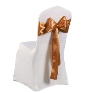 Belles ceintures de décoration de chaise en satin jaune et rose jetables pour la maison et les banquets - Product Image 1