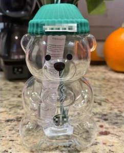 Vaso de vidrio de borosilicato Bearista resistente al calor con tapa y pajita para bebidas frías, ideal para tiendas y uso doméstico, diseño navideño - Product Image 4