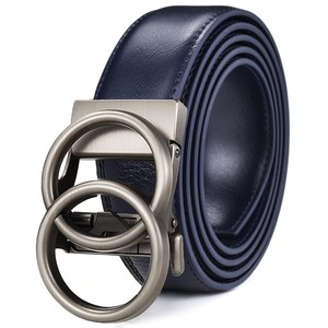 <span class=keywords><strong>Ceinture</strong></span> en cuir véritable pour femmes Double anneaux or pour boucle automatique à cliquet LOGO personnalisé formel confortable couture - Product Image 1