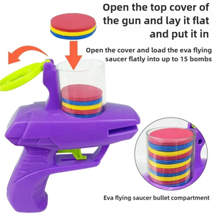Jouet pistolet à disque volant à double lanceur pour enfants, jouet en plastique interactif pour l'extérieur, pour les parents et les enfants - Product Image 2