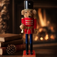 Figurine soldat casse-noisette ours en peluche de 38 cm, décoration de Noël, cadeau de fêtes en gros, poupée de célébrité d'Internet