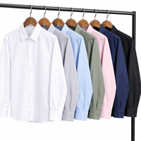 Chemises d'affaires pour hommes, chemises en polyester pour hommes, chemises de couleur unie, vente en gros personnalisée, marque privée, faible MOQ, commande en gros