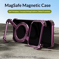 Nouvelle coque de protection pour iPhone 18 Pro/18 Pro Max avec support magnétique rotatif Z-Shell, design découpé en métal sans bordure