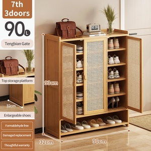 Armário de Sapatos Moderno Minimalista em Bambu com Design Ajustável para Armazenamento na Sala de Estar - Product Image 4