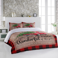Parure de lit 3 pièces de luxe à texture agréable pour la peau, anti-boulochage, motif imprimé Noël, pour chambre à coucher de vacances